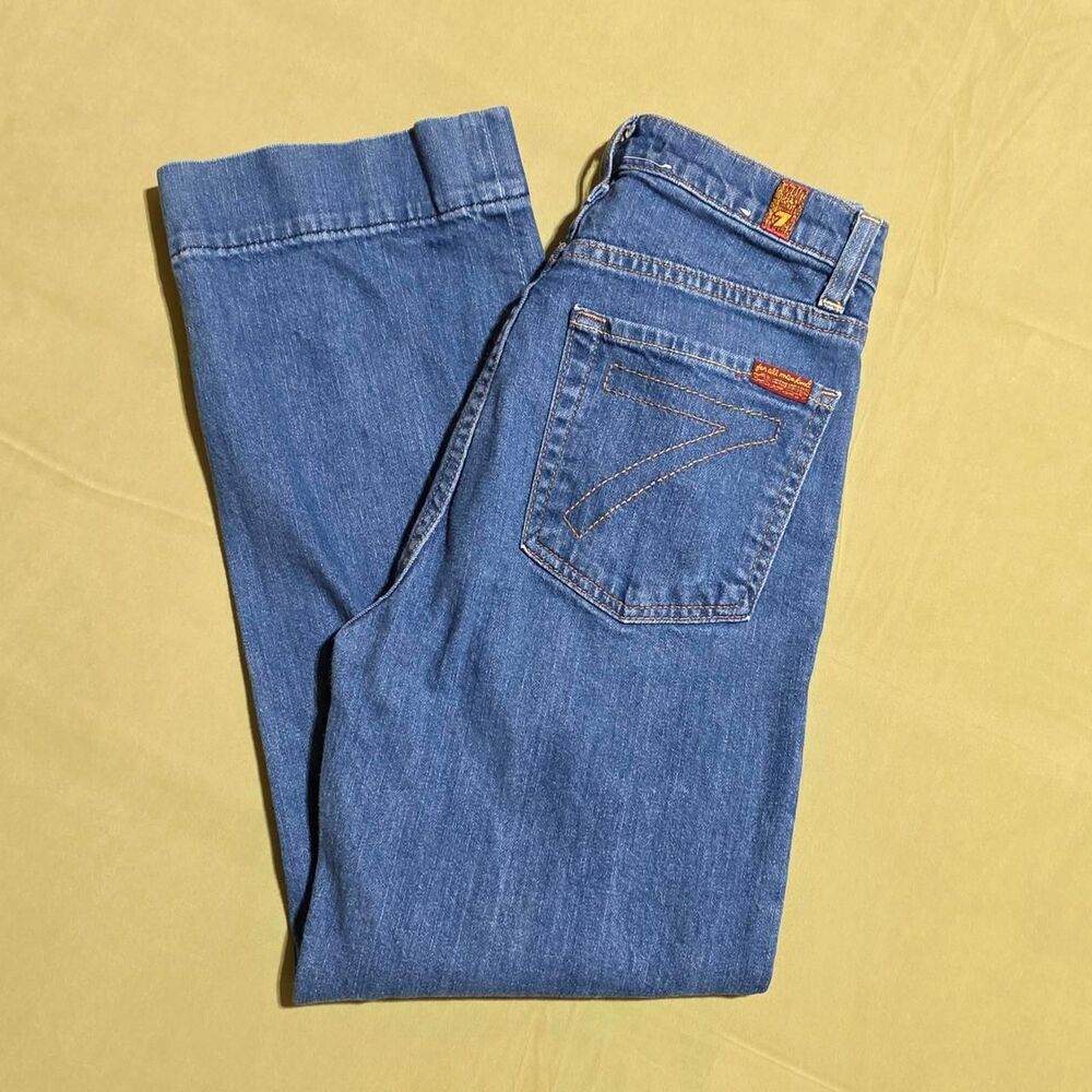 7 For All Mankind "Baby Jo" High-Rise Cropped Wide Leg Jean women's size 25